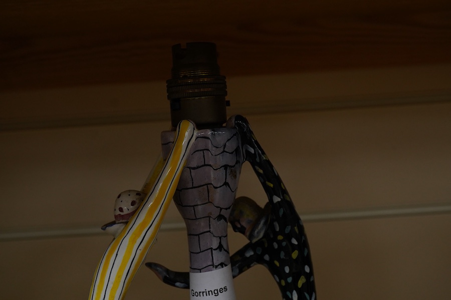 A 1950s Italian San Polo Otello Rosa wall light and table with repairs, both with original shades